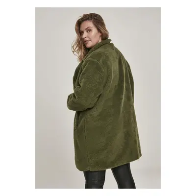 Dámský oversized Sherpa Coat olivový