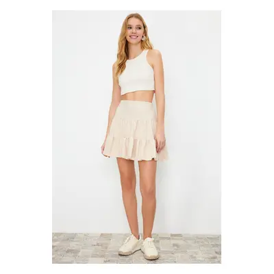 Trendyol Beige Flounce Modal Content Mini Woven Skirt