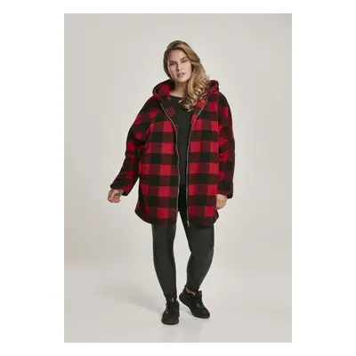 Dámská bunda Sherpa Oversized Check kapucí vypalovaná/blk