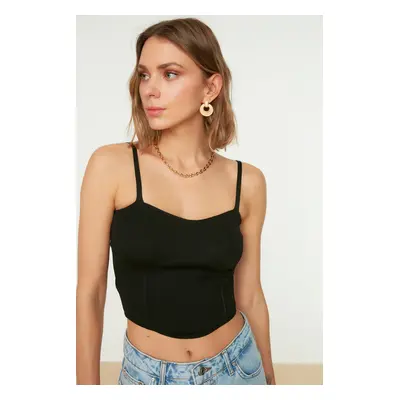 Trendyol Black Crop Bustier Knitted Thin Blouse