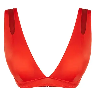 Trendyol červený trojúhelníkový bikini top s výřezem/okénkem