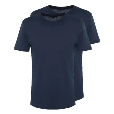 Trendyol Navy Blue Slim/Slim Cut Basic 100% Cotton 2-Pack Crew Neck Short Sleeve T-Shirt