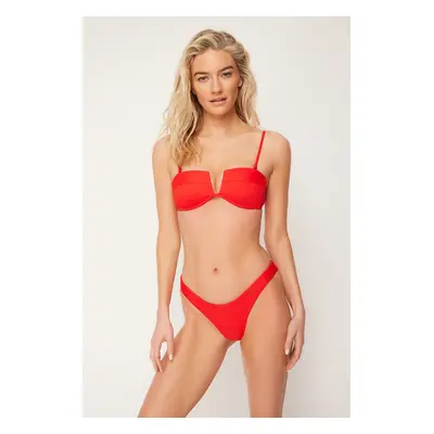 Trendyol Red High Leg Brazilian Bikini Bottom