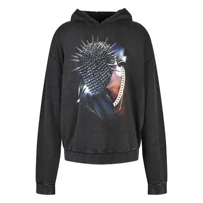 Thorned Mask Oversize Hoody černá s kyselým praním