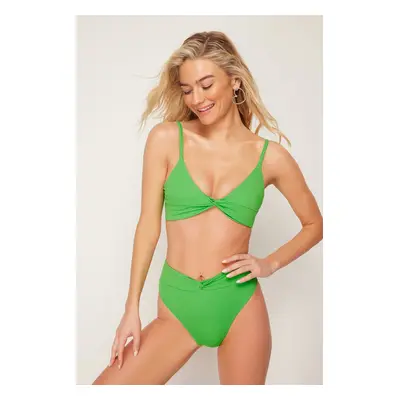 Trendyol Green Triangle Knotted Bikini Top