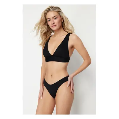 Trendyol Black Textured Regular Bikini Bottom