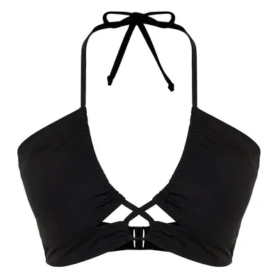 Trendyol Curve Černý bikini top s detailem na zavázání a zeštíhlujícím efektem