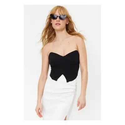 Trendyol černý tkaný crop top bustier