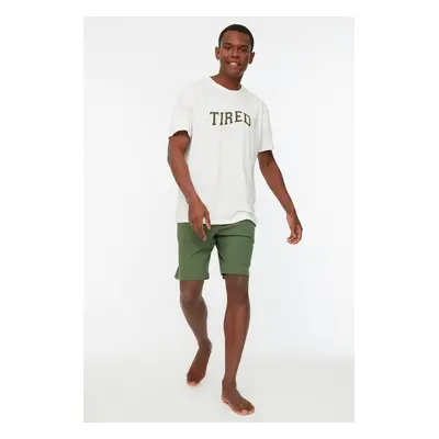 Trendyol Khaki Knitted Shorts Pajamas Set