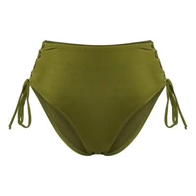 Trendyol Khaki Piping High Waist Hipster Bikini Bottom