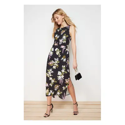 Trendyol Black Floral A-line Sleeveless Midi Woven Dress