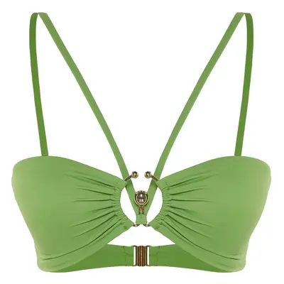 Trendyol Green Strapless Accessory Bikini Top