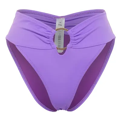 Trendyol High Waist High Leg Brazilian Bikini Bottom with Purple Accessories