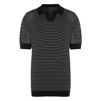 Trendyol Black Limited Edition Relaxed Short Sleeve Polo Neck Knitwear T-shirt