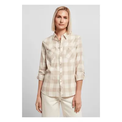 Ladies Turnup Checked Flanell Shirt whitesand/lighttaupe