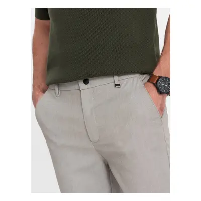 Ombre Men's chino pants with elastic waistband - light grey