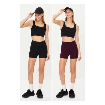 Trendyol Black-Rudum 2-Pack Restorer Knitted Sports Shorts/Short Leggings