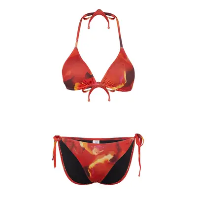 Trendyol Abstract Patterned Triangle Tie Regular Bikini Set