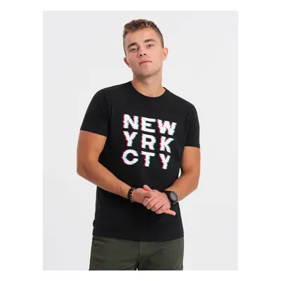 Ombre Men's printed cotton t-shirt - black