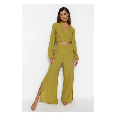 Trendyol Green Woven Blouse Trousers Set