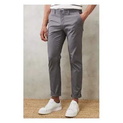 AC&Co / Altınyıldız Classics Pánské šedé slim fit chino kalhoty s bočními kapsami, pružné