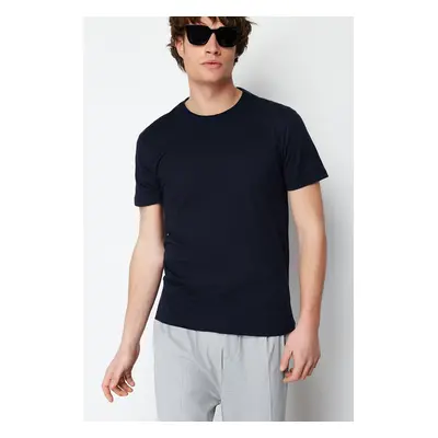 Trendyol Navy Blue Regular Cut 100% Cotton Short Sleeve T-Shirt