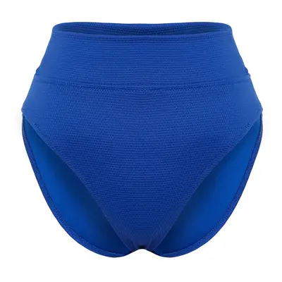 Trendyol Saxe Blue Textured High Waist High Leg Hipster Bikini Bottoms