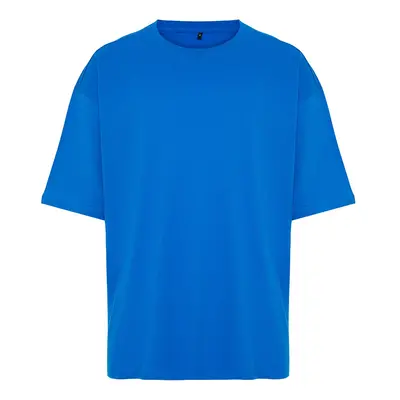 Trendyol Blue Oversize/Wide Basic Cut 100% Cotton T-Shirt