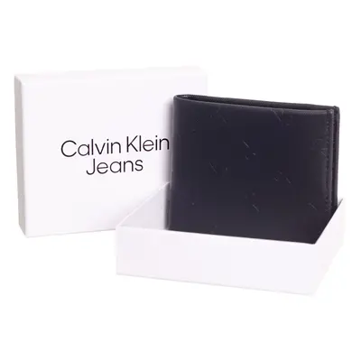 Černá pánská vzorovaná kožená peněženka Calvin Klein Jeans