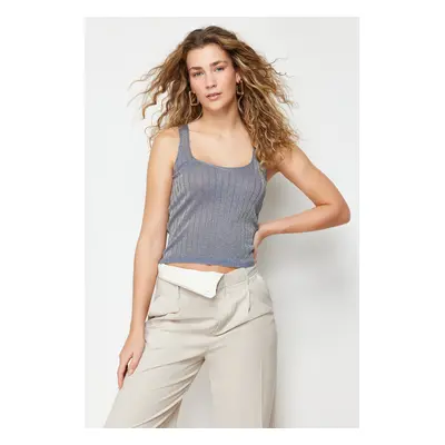 Trendyol Blue Silvery Thread Knitwear Blouse