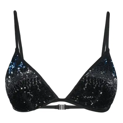 Trendyol Black Triangle Sequined Bikini Top