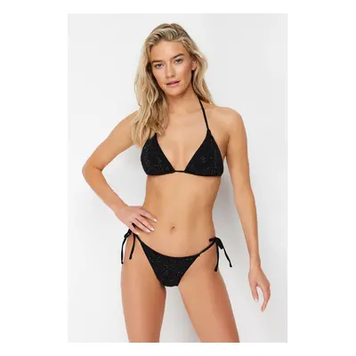 Trendyol Black Triangle Stone Regular Bikini Set