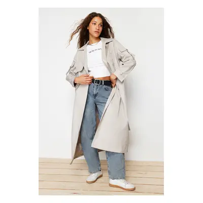 Trendyol Stone Oversize Wide Cut Belted Trench Coat