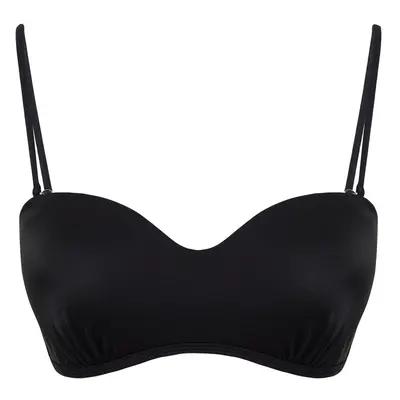 Trendyol Black Strapless Gathered Bikini Top