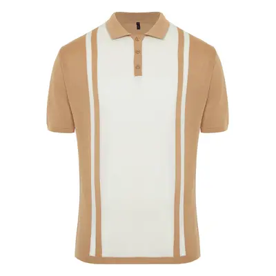 Trendyol Beige Regular Fit Buttoned Polo Neck Knitwear T-Shirt