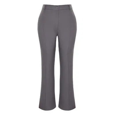 Trendyol Curve Grey High Waist Wide Leg/Wide Leg Woven Fabric Trousers