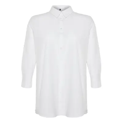 Trendyol Curve White Relaxed Fit Beach Wear Cotton Woven Shirt