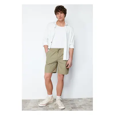 Trendyol Light Khaki Regular Fit Paper Touch Soft Touch Lace Waist Shorts Bermuda