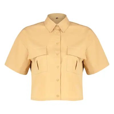 Trendyol Mustard Utility Pocket Detailed Regular Cotton Quality Woven Shirt