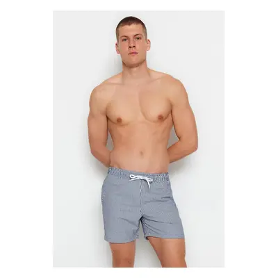 Trendyol Navy Blue Striped Seersucker Beach Shorts