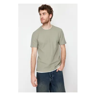 Trendyol Black-Mint Regular Cut 2-Pack Textured 100% Cotton T-Shirt