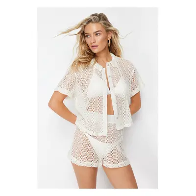 Trendyol Beige Knitting Knitwear look Shirt Shorts Beach Suit