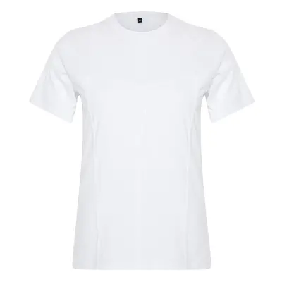 Trendyol Curve White Piping Detailed 100% Cotton Knitted T-shirt