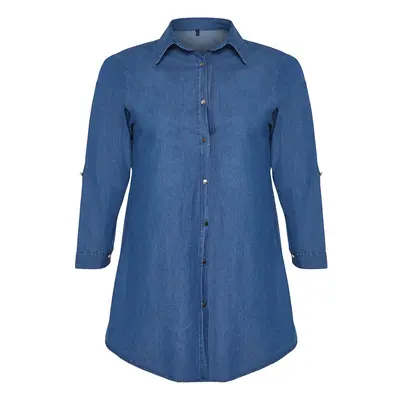 Trendyol Curve Blue Oversize Denim Shirt