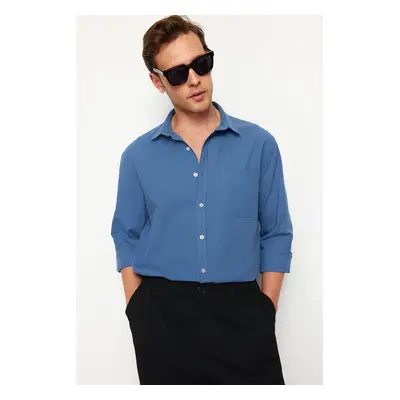 Trendyol Navy Blue Regular Fit 100% Cotton Shirt