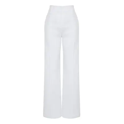 Trendyol Limited Edition Ecru Ribbed Woven Fabric Trousers