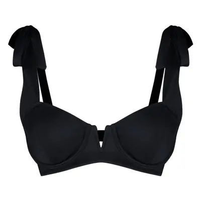 Trendyol Black Balcony Tie-Up Bikini Top