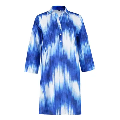 Trendyol Abstract Patterned Belted Midi 100% Cotton Beach Dress with Woven Ribbon Accessories