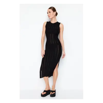 Trendyol Black Maxi Knitwear Unlined Openwork/ Perforated Dress