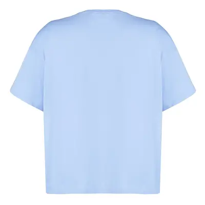 Trendyol Curve Light Blue Metallic Embroidery Detail Oversize Knitted T-shirt